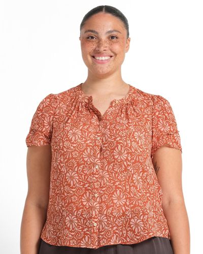ESTELLE Women's Bellavie Relaxed Floral Button-Front Top
