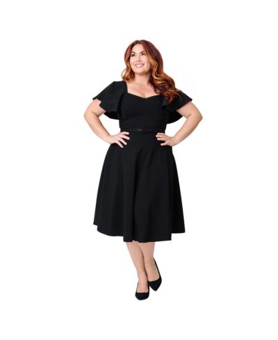 Женское платье Unique Vintage Plus Size Flutter Sleeve Swing Dress