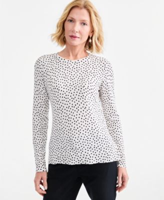 Style & Co Petite Printed Fine Gauge Crewneck Sweater, Macy's Exclusive