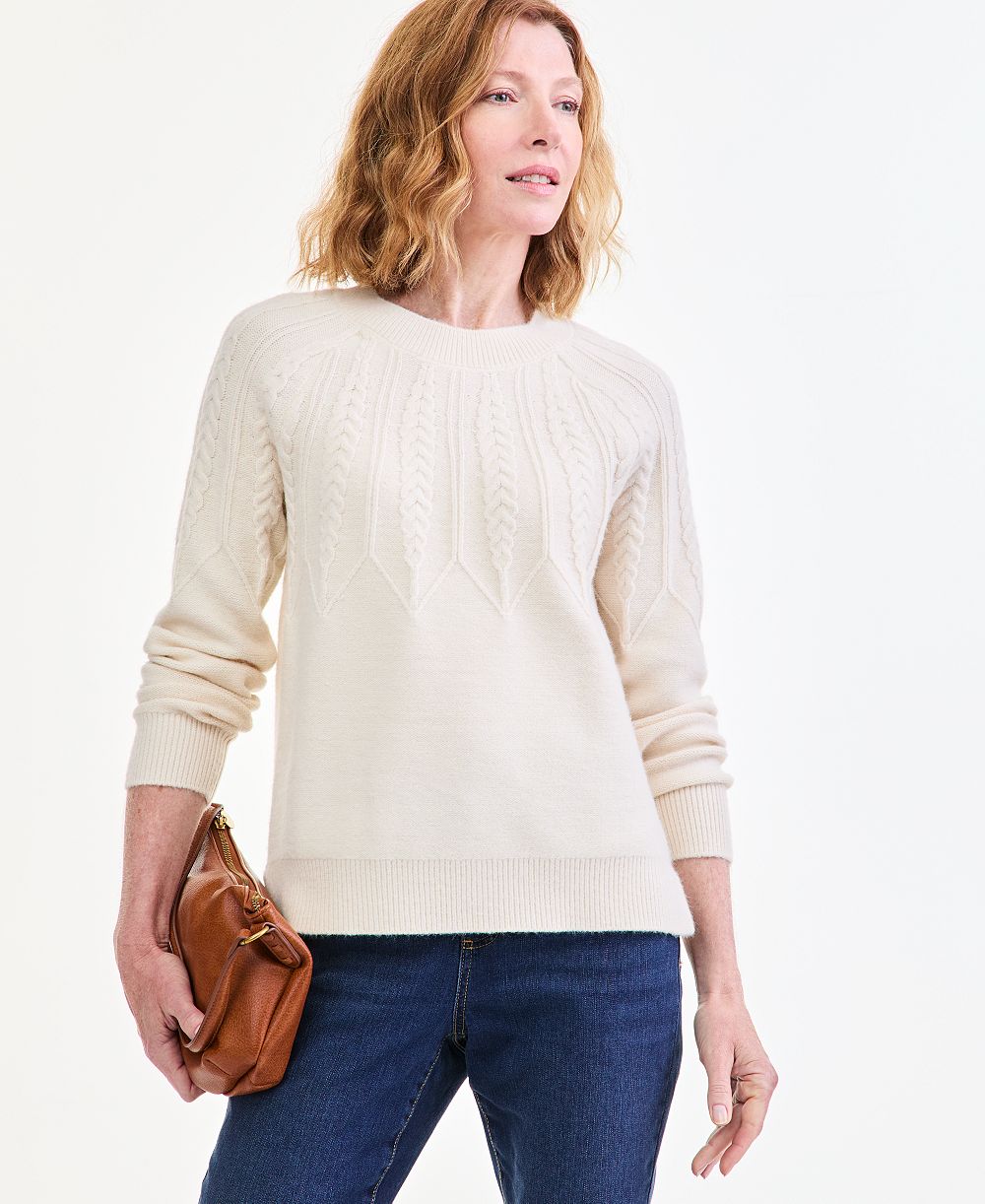 Style & Co Petite Relaxed-Fit Parachute Cable Crew Sweater, Macy's Exclusive