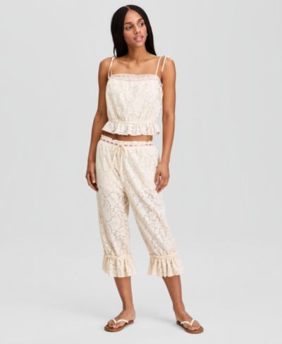 And Now This Women's Ribbon-Trim Lace Capri Pants, Macy's Exclusive
