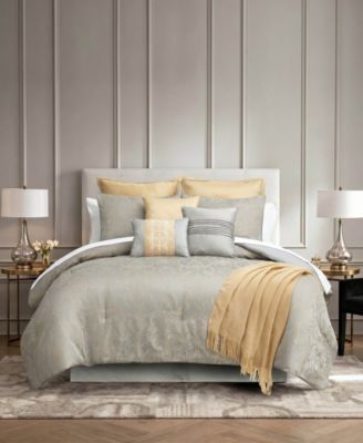 Roland Luxe Gold Scrollwork 14-Piece Comforter Set, Queen
