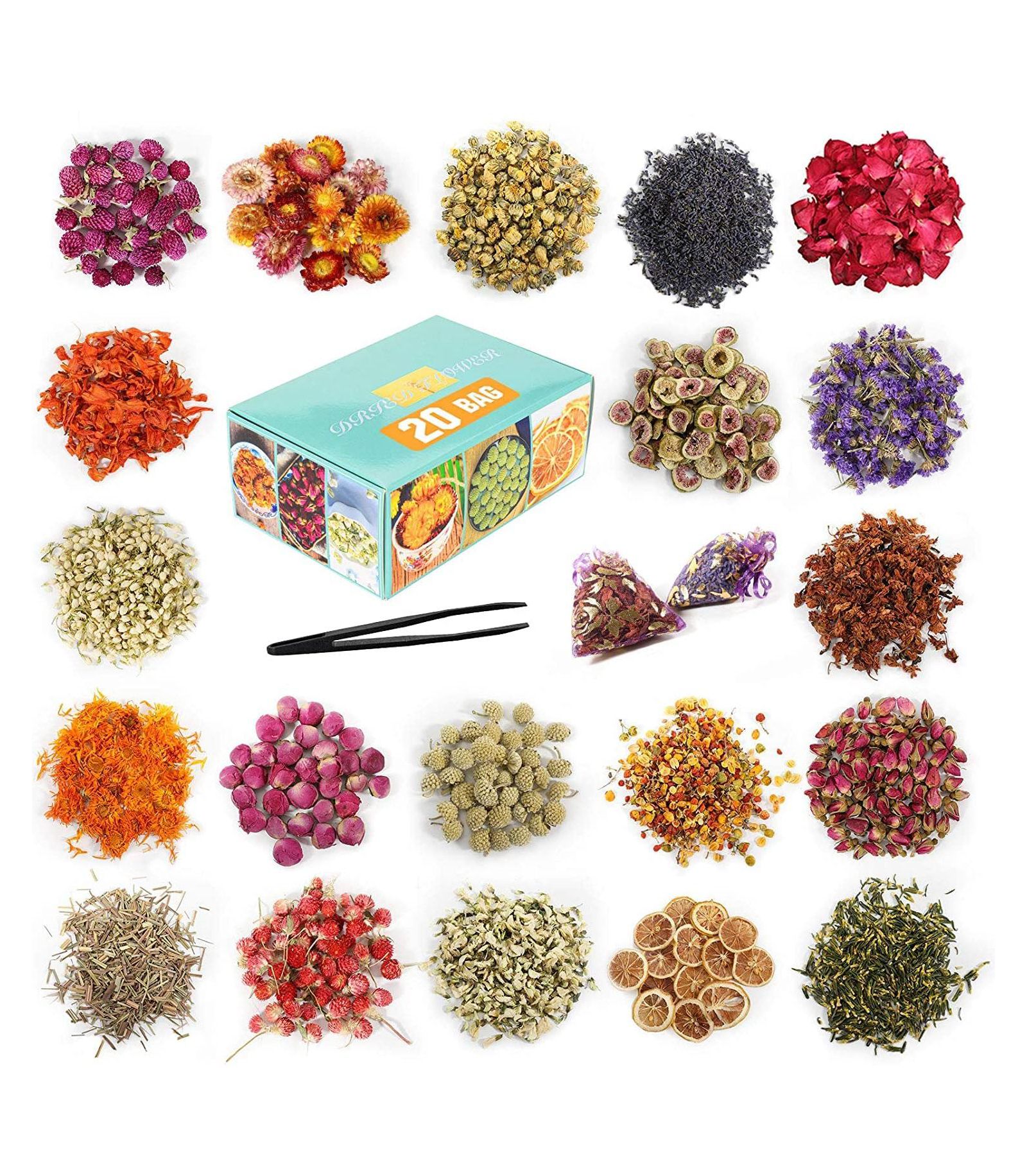 GNUADZ 20 bags Dried Flowers Herbs Kit Soap Candle Bath