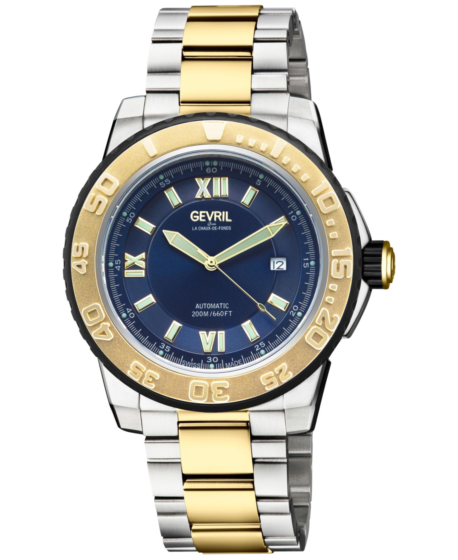 Gevril Men's Seacloud Swiss Automatic Two tone IPYG/SS Bracelet Watch