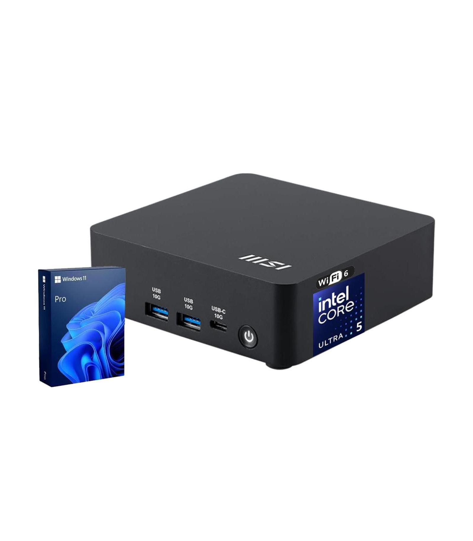 MSI Cubi NUC AI Mini Desktop Intel Core Ultra 5 16GB RAM Intel Graphics 1TB SSD Storage Windows 11 Pro - Black