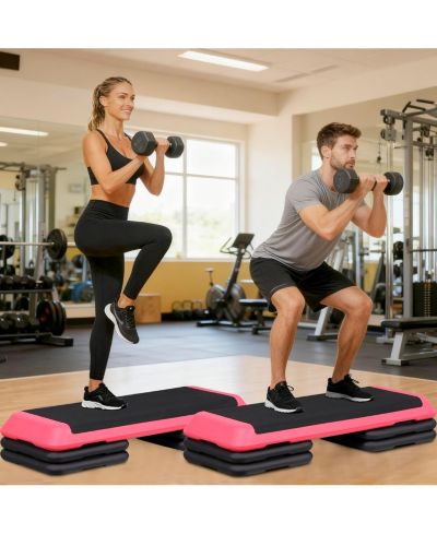 ZENY 43"Exercise  Adjustable Aerobic Step Platform with 4 Stackable Risers