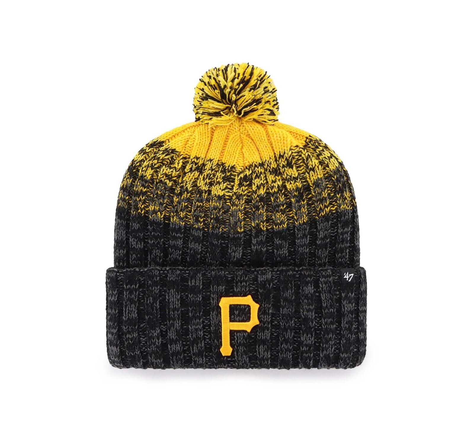 '47 Brand Men's Black Pittsburgh Pirates Cascade Cuffed Knit Hat with Pom
