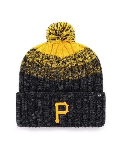 '47 Brand Men's Black Pittsburgh Pirates Cascade Cuffed Knit Hat with Pom