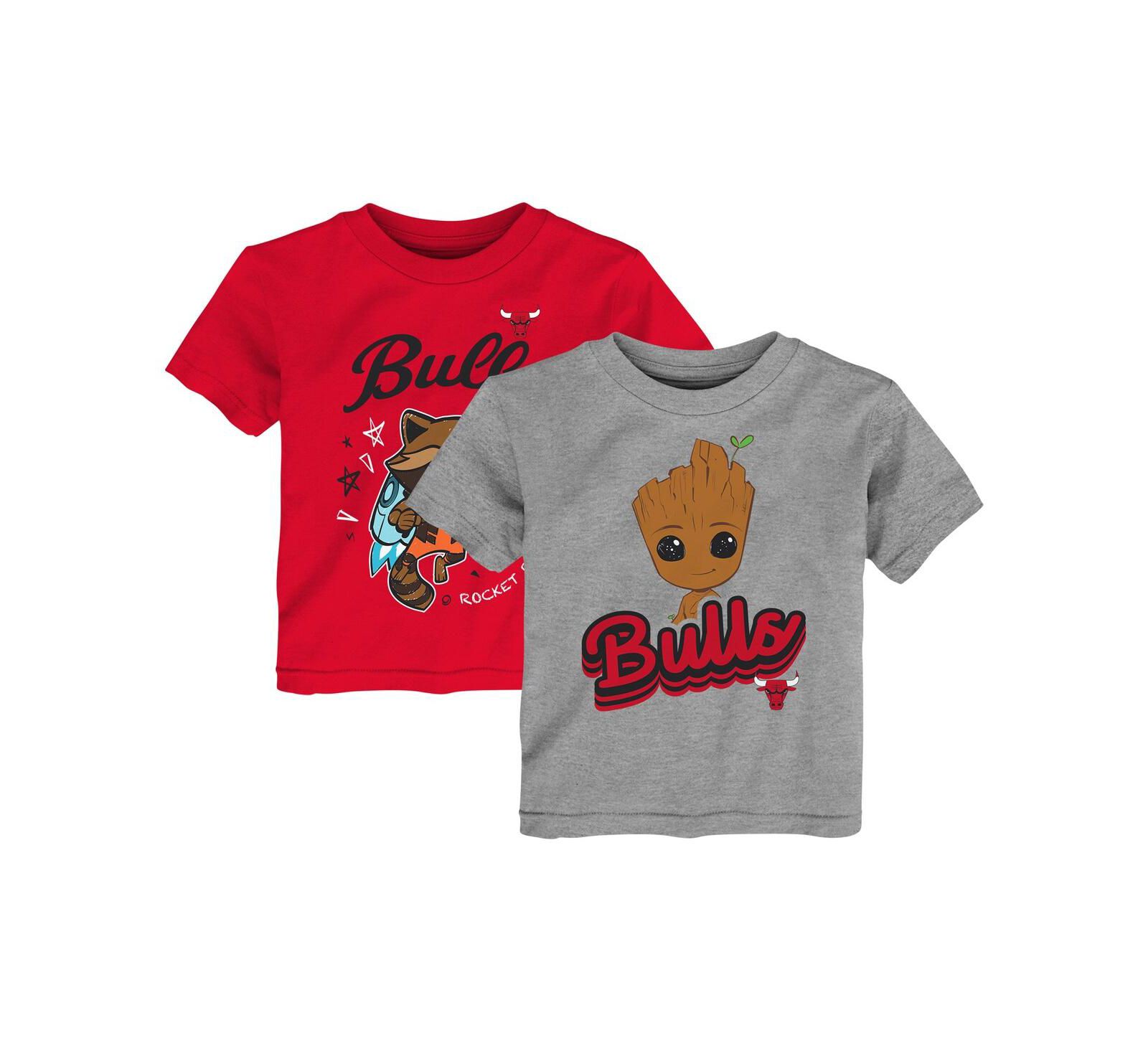 Комплект футболок Outerstuff Toddler 2-Piece Heather Gray Chicago Bulls Guardians Of The Galaxy