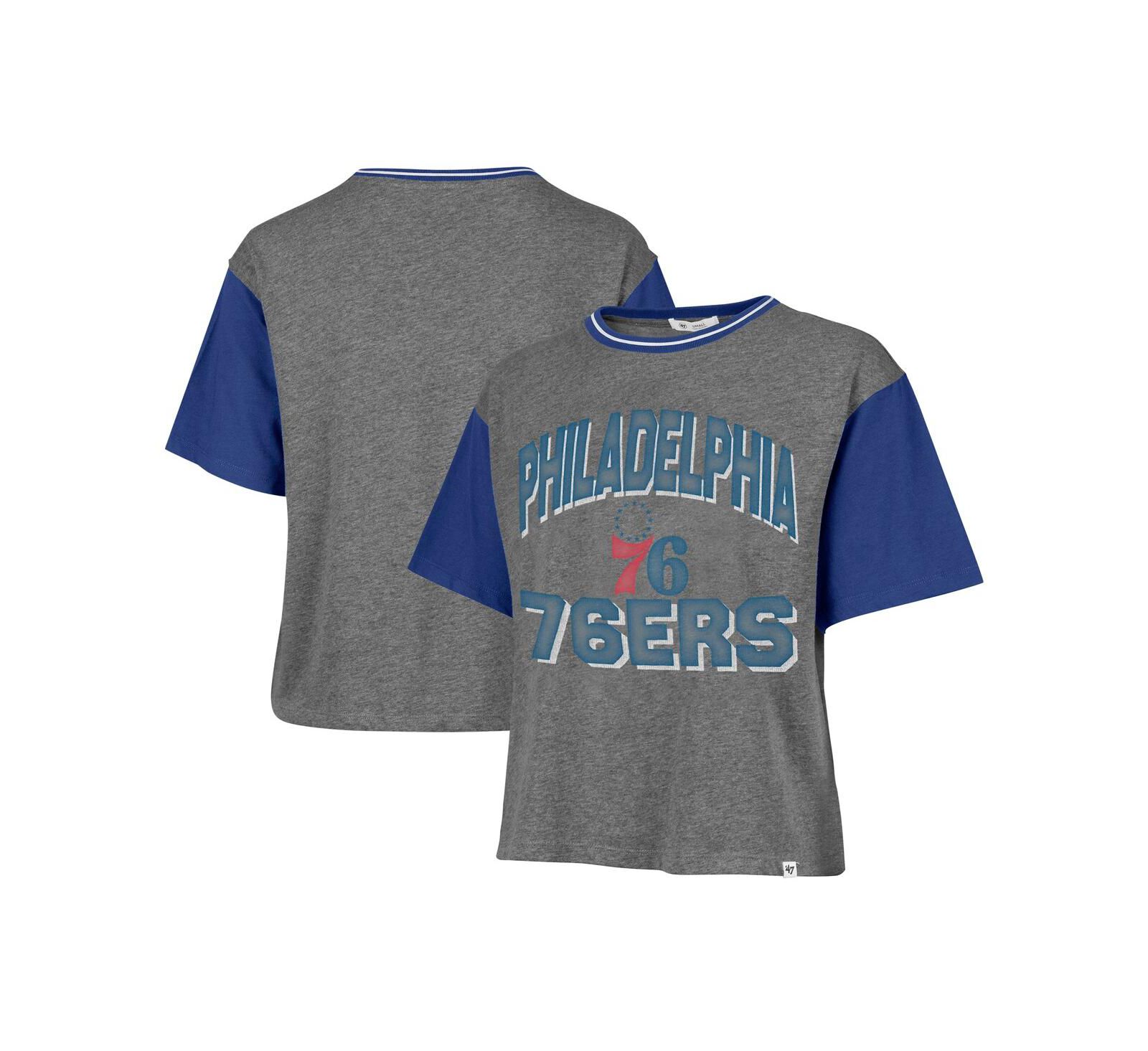 Женская футболка '47 Brand Gray Philadelphia 76ers Rise Clubhouse Ziggy Color Block