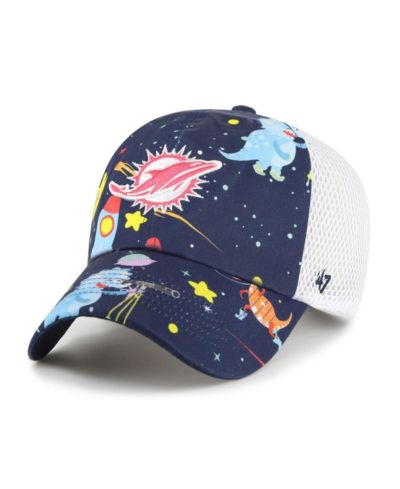 Кепка '47 Brand Big Boys and Girls Navy Miami Dolphins Space Dino Adjustable Trucker Hat
