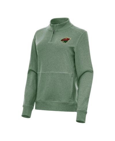 Женское флисовое худи Antigua Hunter Green Minnesota Wild Crush Quarter-Zip