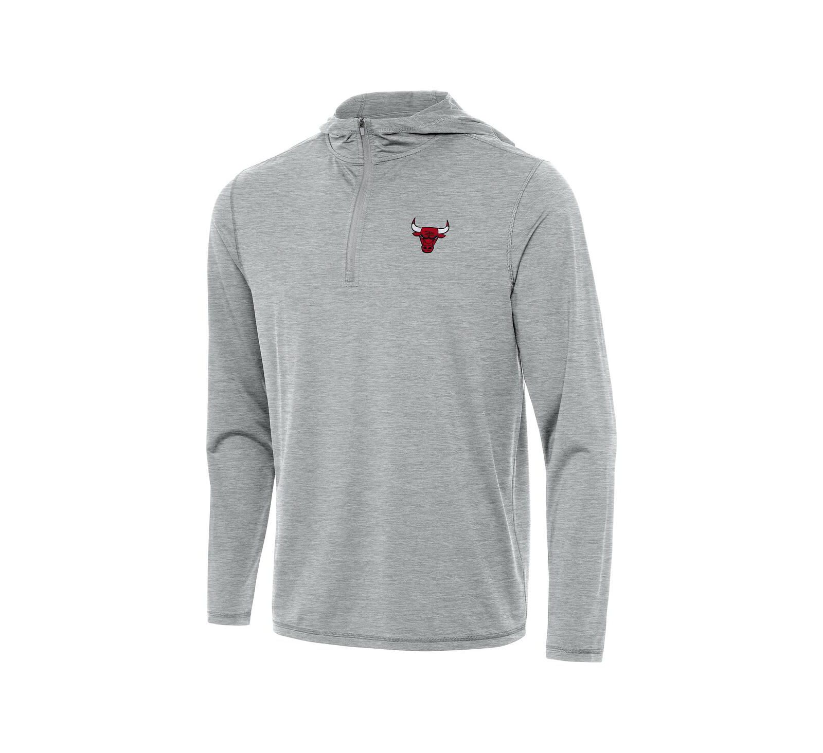 Мужское худи Antigua Heather Gray Chicago Bulls Tidy Quarter-Zip