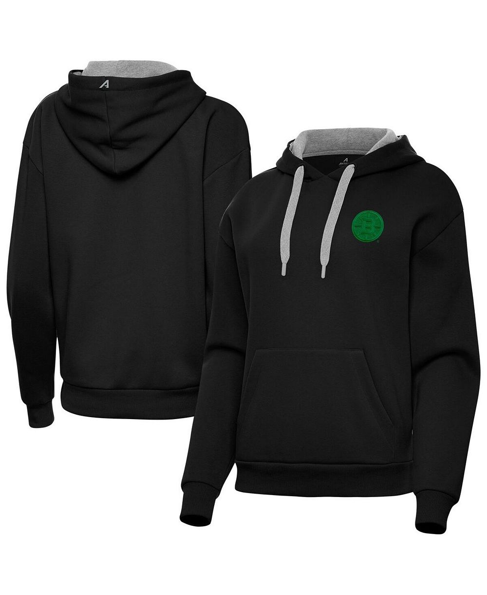 Женское худи Antigua Black Boston Bruins St. Patrick's Day Victory Pullover