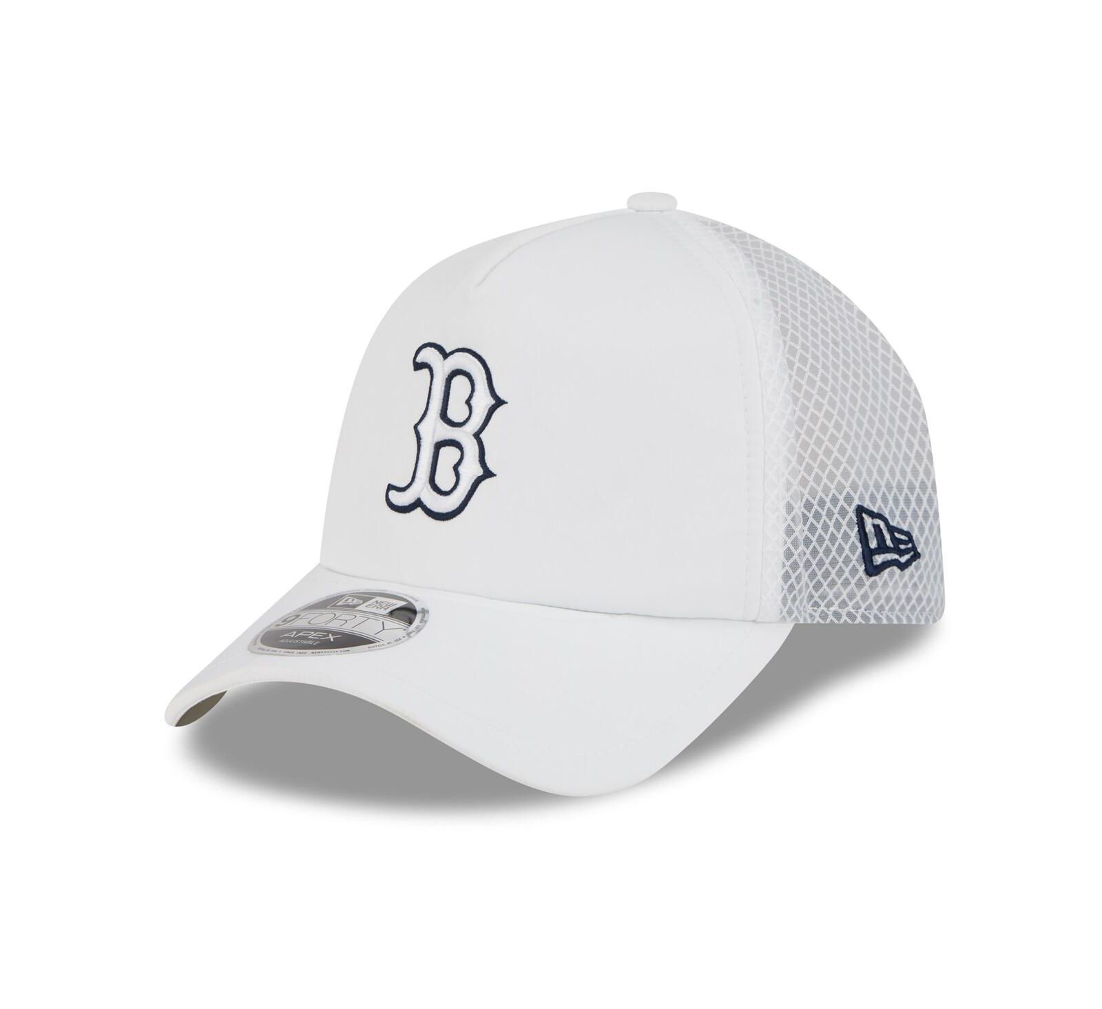 Мужская бейсболка New Era Boston Red Sox 2026 Batting Practice Apex 9FORTY Adjustable Trucker Hat