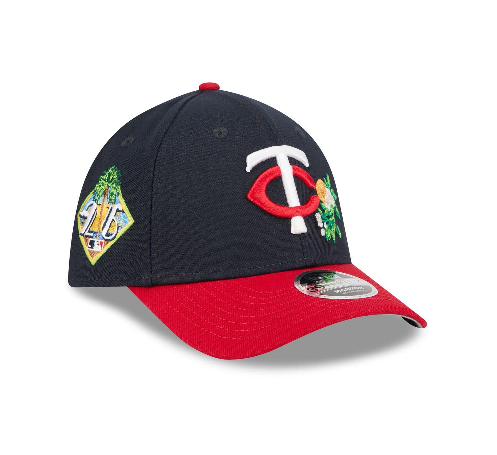 Кепка New Era Men's Navy/Red Minnesota Twins 2026 Spring Training M-Crown 39THIRTY Flex Hat