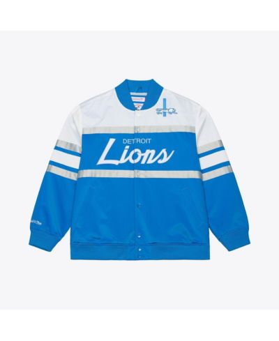 Мужская атласная куртка Mitchell & Ness Blue Detroit Lions Head Coach Lightweight Full-Snap