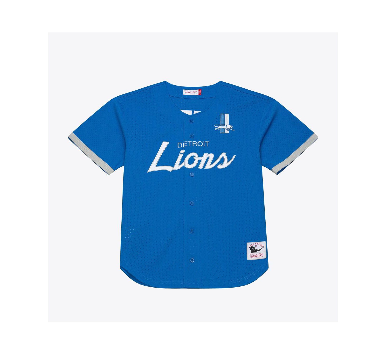 Mitchell & Ness Мужская джерси Detroit Lions Blue Mesh Full-Button Fashion