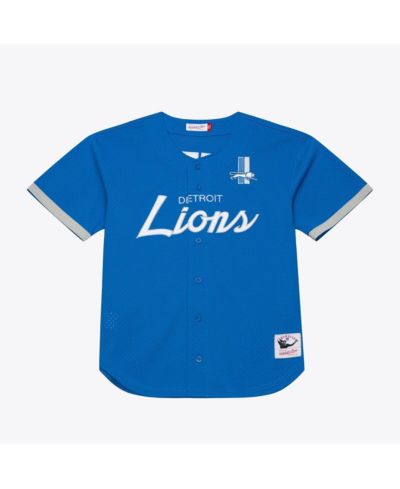 Mitchell & Ness Мужская джерси Detroit Lions Blue Mesh Full-Button Fashion
