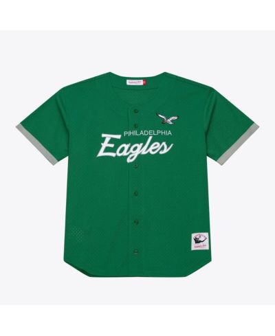 Джерси Mitchell & Ness Men's Kelly Green Philadelphia Eagles Head Coach Mesh Full-Button Fashion
