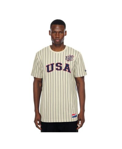 New Era мужская футболка USA Baseball с сетчатой спинкой и полоской, кремовая