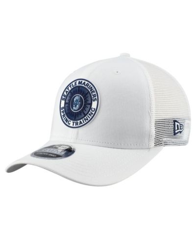 Мужская белая кепка New Era Seattle Mariners 2026 Spring Training Fan Pack 9SEVENTY Adjustable Trucker Hat