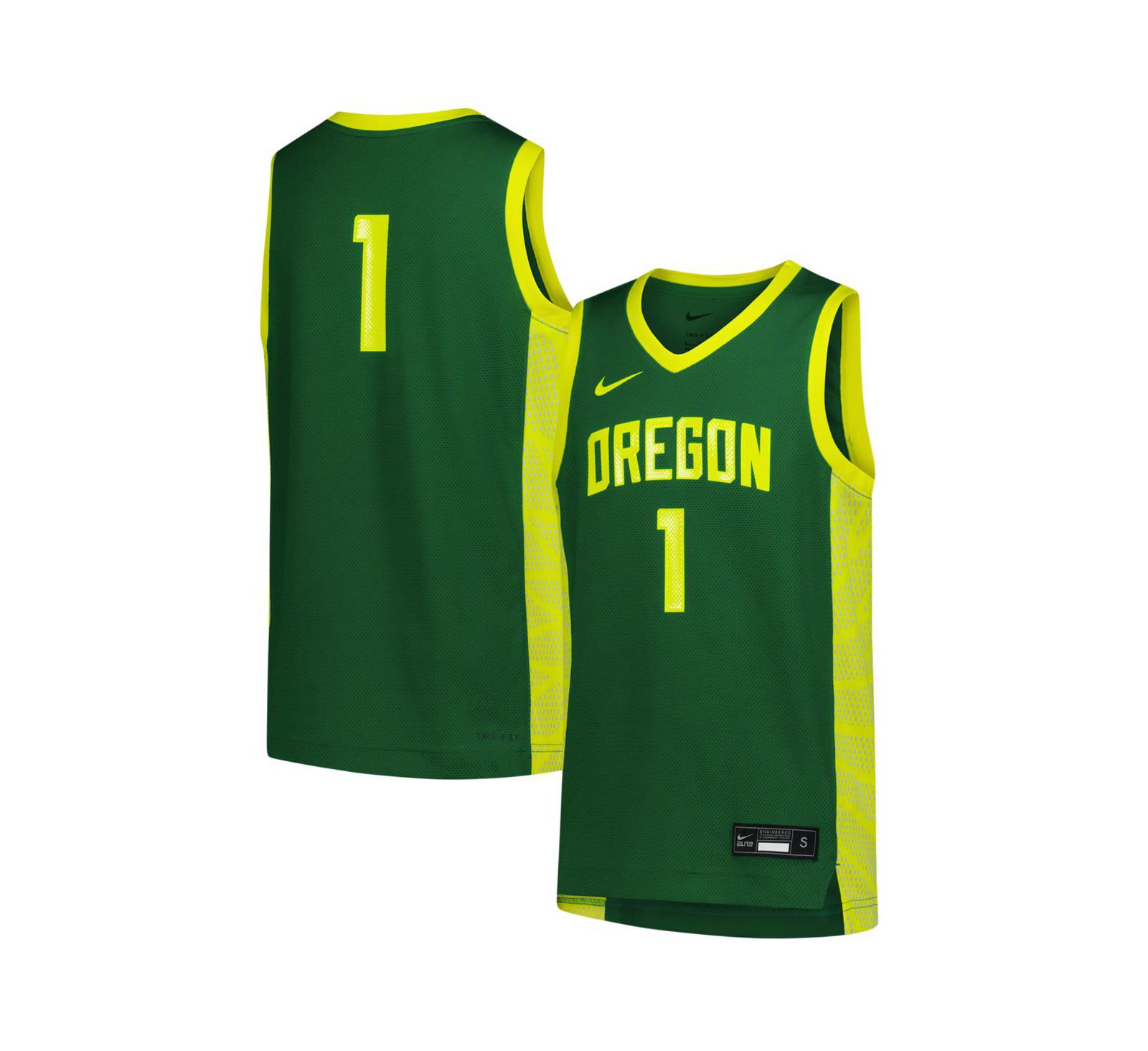 Детская баскетбольная джерси Nike Big Boys and Girls 1 Green Oregon Ducks Replica