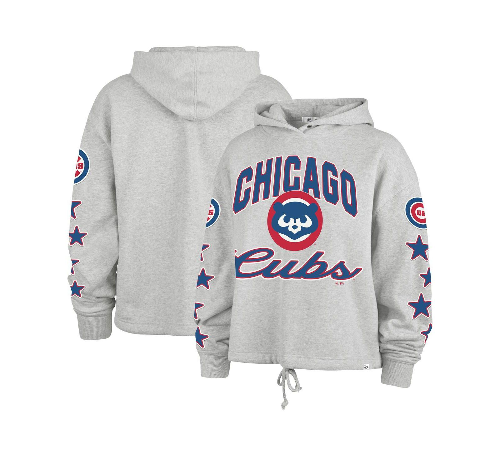Женское худи '47 Brand Chicago Cubs, серый меланж, Plus Size, звездный принт