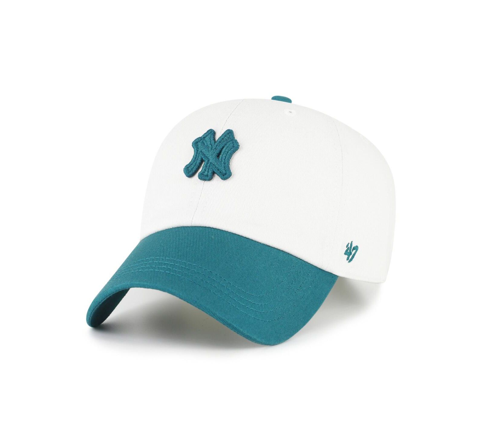 Мужская белая/бирюзовая регулируемая кепка '47 Brand New York Yankees Contemporary Tonal Clean Up