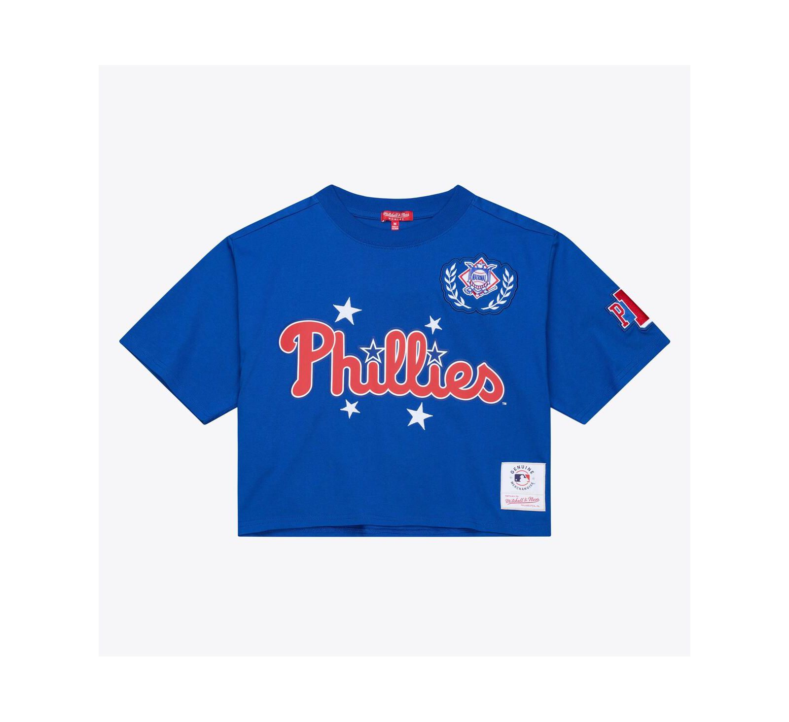 Mitchell & Ness Women's Royal Philadelphia Phillies Pep Rally Cropped Boxy T-Shirt