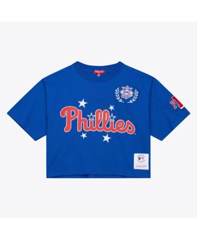 Mitchell & Ness Women's Royal Philadelphia Phillies Pep Rally Cropped Boxy T-Shirt