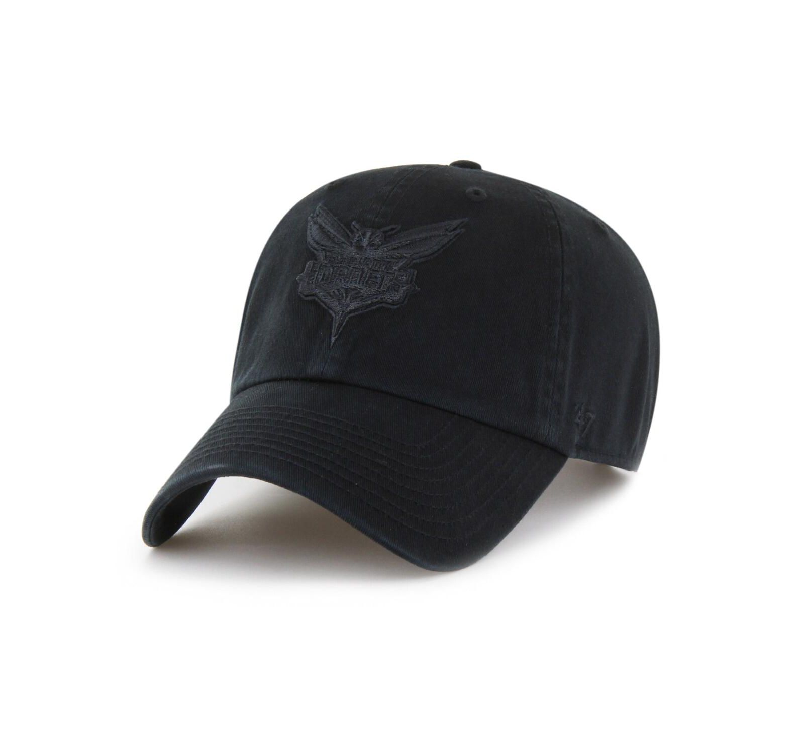 Мужская кепка '47 Brand Charlotte Hornets Black on Black Clean Up Adjustable