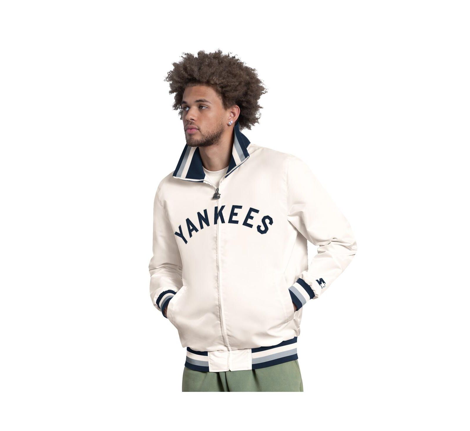 Мужская университетская куртка Starter White New York Yankees The Captain Cooperstown Logo Full-Zip Varsity