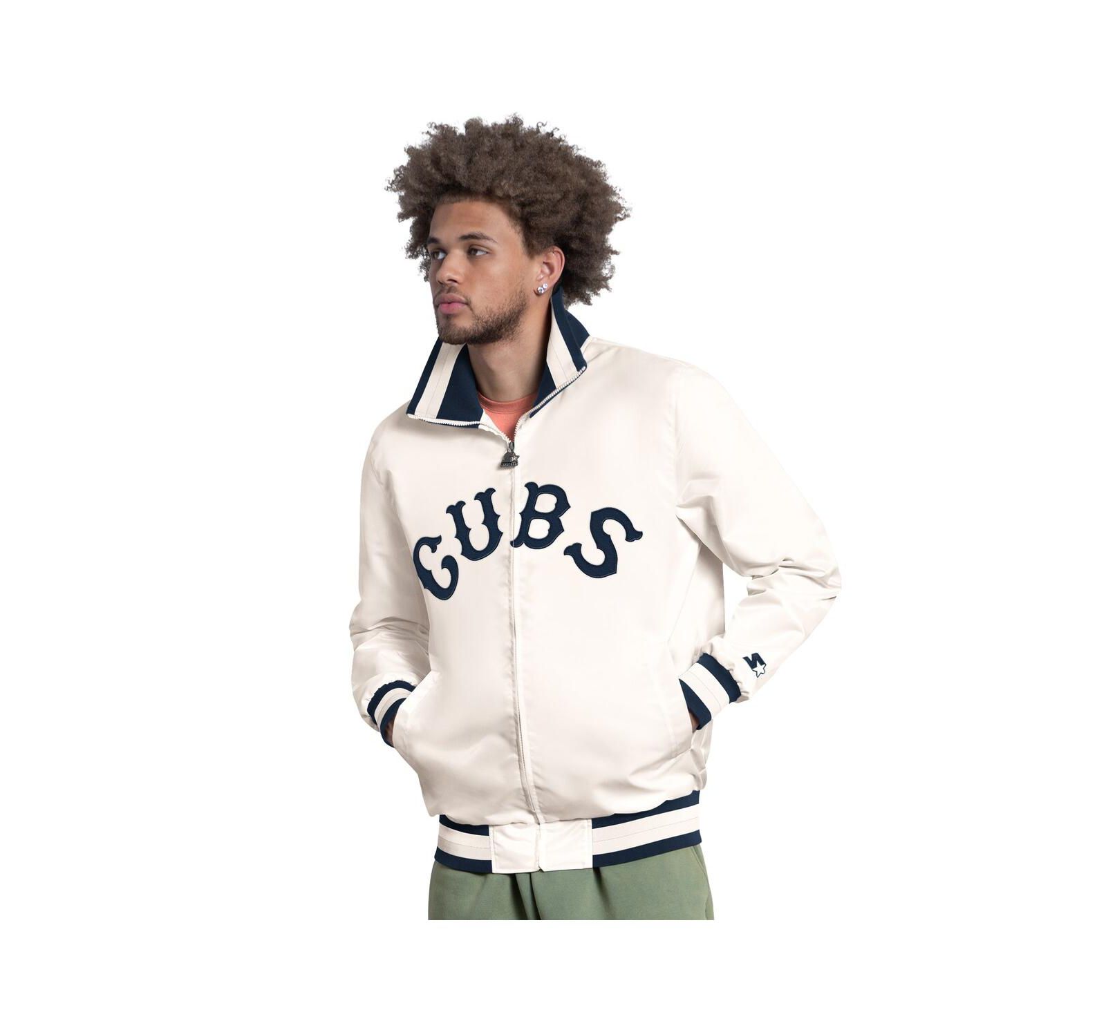 Ветровка Starter Men's White Chicago Cubs The Captain Cooperstown Logo Full-Zip Varsity Jacket