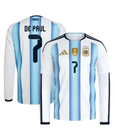 Мужская футболка adidas Rodrigo De Paul Argentina National Team 2026 Home Replica Long Sleeve