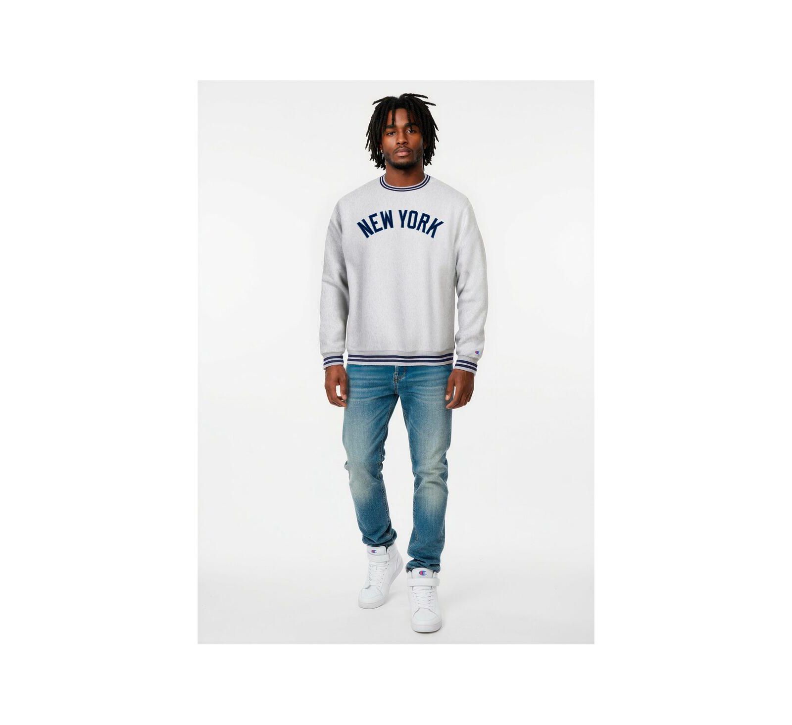 Мужское свитшот Champion Heather Gray New York Yankees Reverse Weave