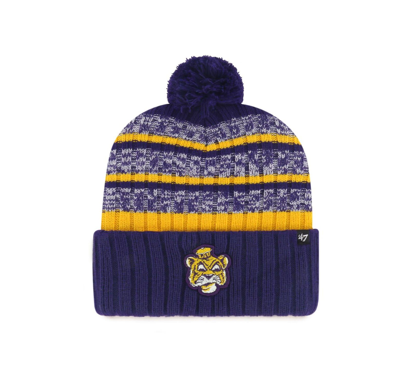 '47 Brand Мужская вязаная шапка с помпоном LSU Tigers Tavern Cuffed