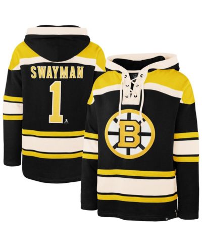 '47 Brand Men's Jeremy Swayman Black Boston Bruins Player Name & Number Lacer Hoodie