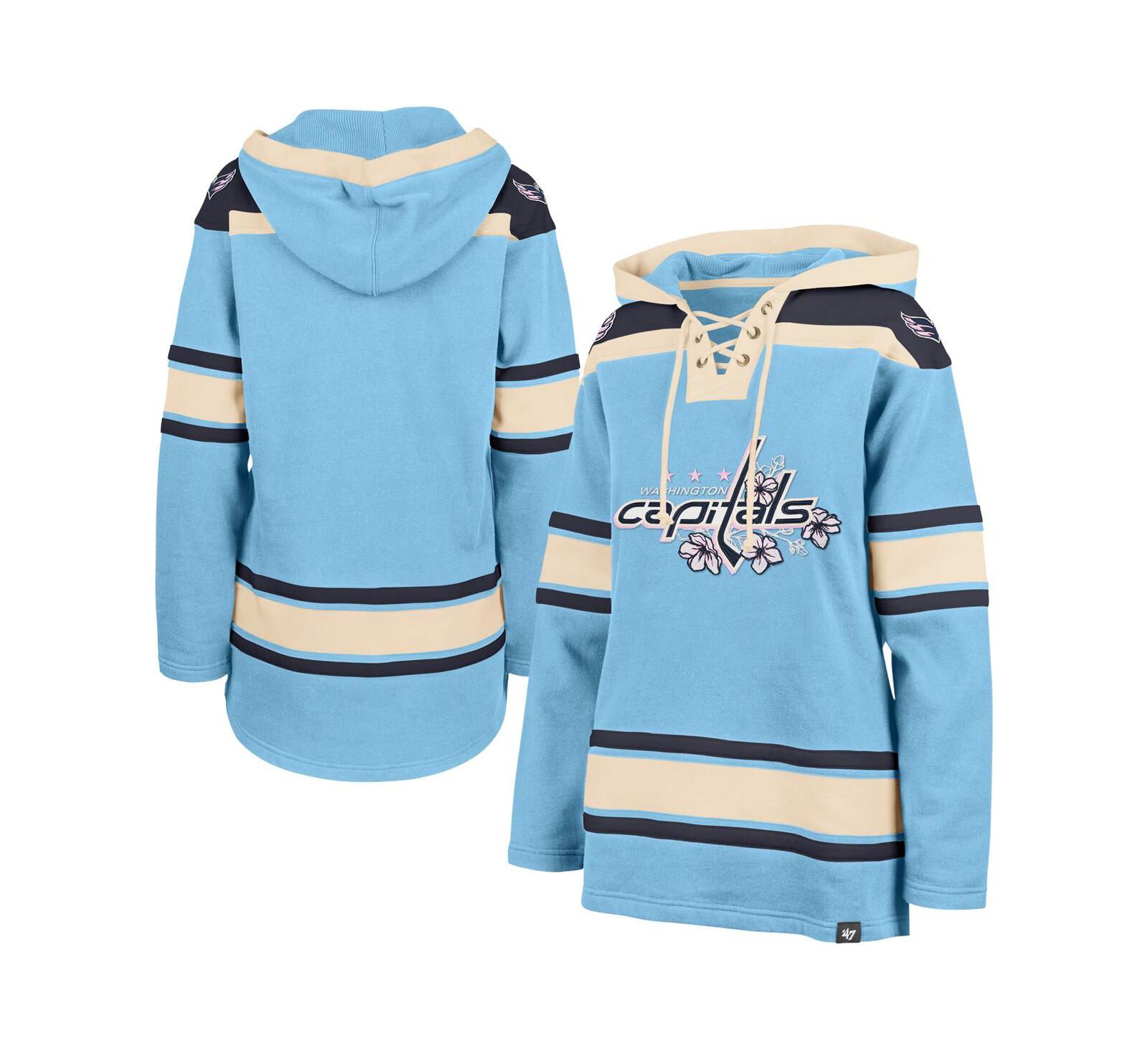 '47 Brand Women's Light Blue Washington Capitals Superior Lacer Pullover Hoodie