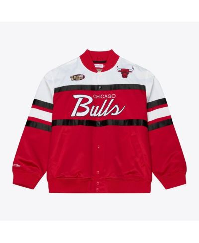 Мужская атласная куртка Mitchell & Ness Chicago Bulls Hardwood Classics, легкая, на кнопках, красная
