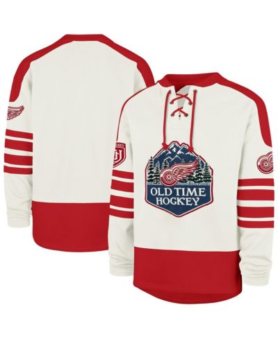 '47 Brand Men's Cream Detroit Red Wings Pond Hockey Trio Eternal Lacer Sweatshirt
