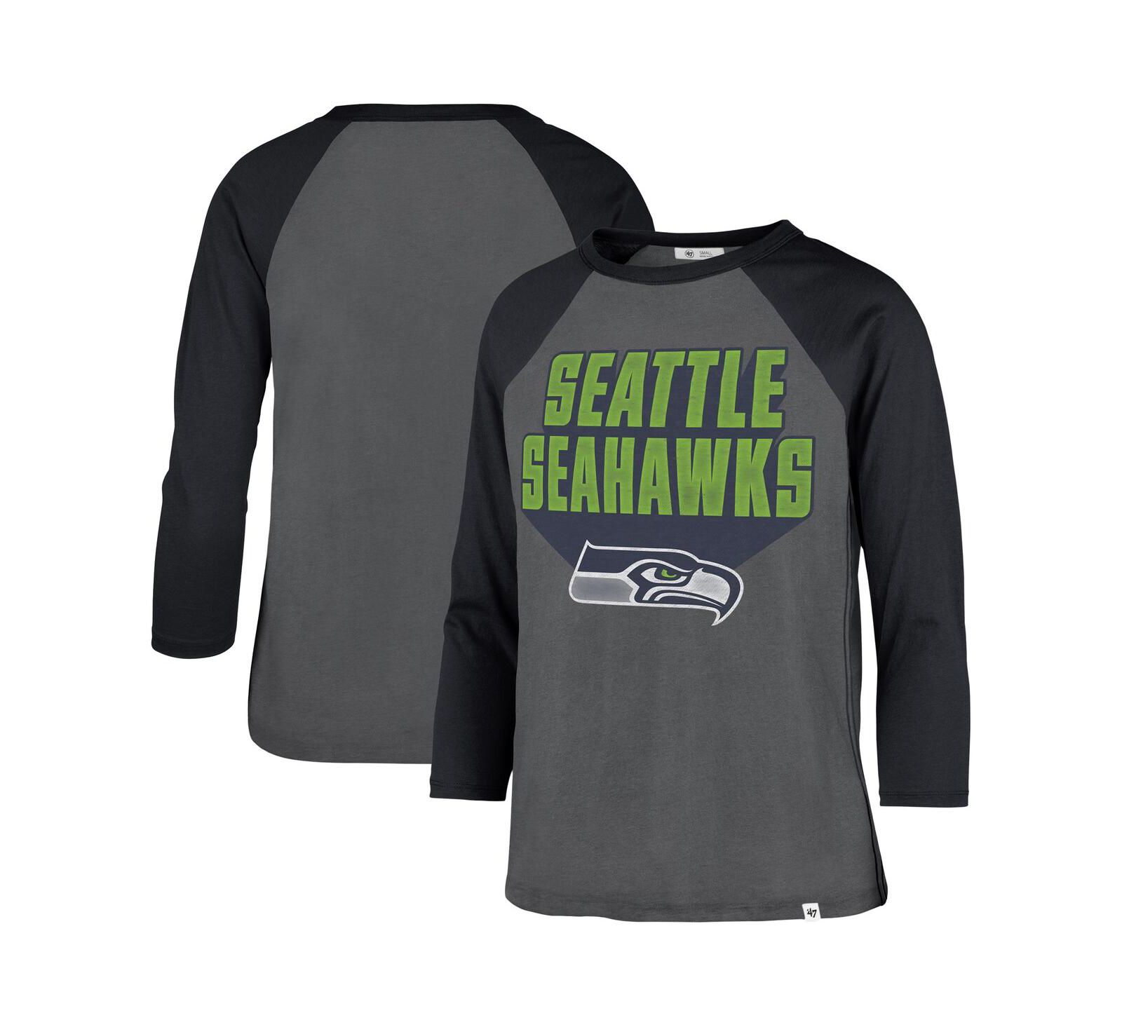 Женская футболка '47 Brand Charcoal Seattle Seahawks Jetset Ava Raglan Long Sleeve
