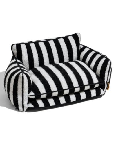 Двойной мягкий лежак для домашних животных FunnyFuzzy Striped Faux Lambswool