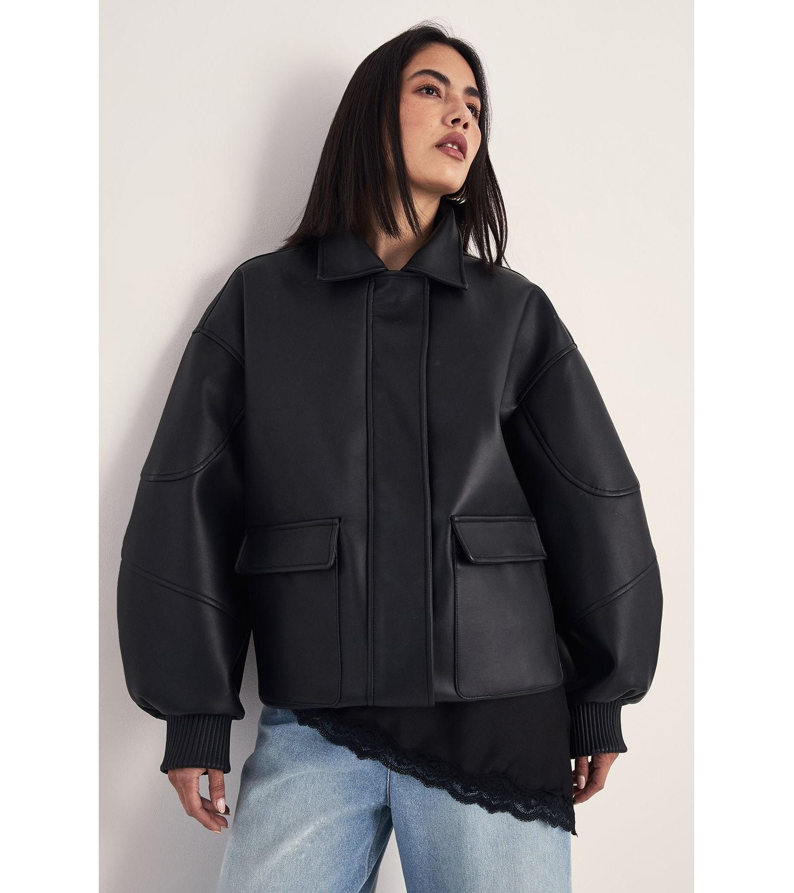 Длинная бомбер-куртка Nasty Gal Women's из искусственной кожи