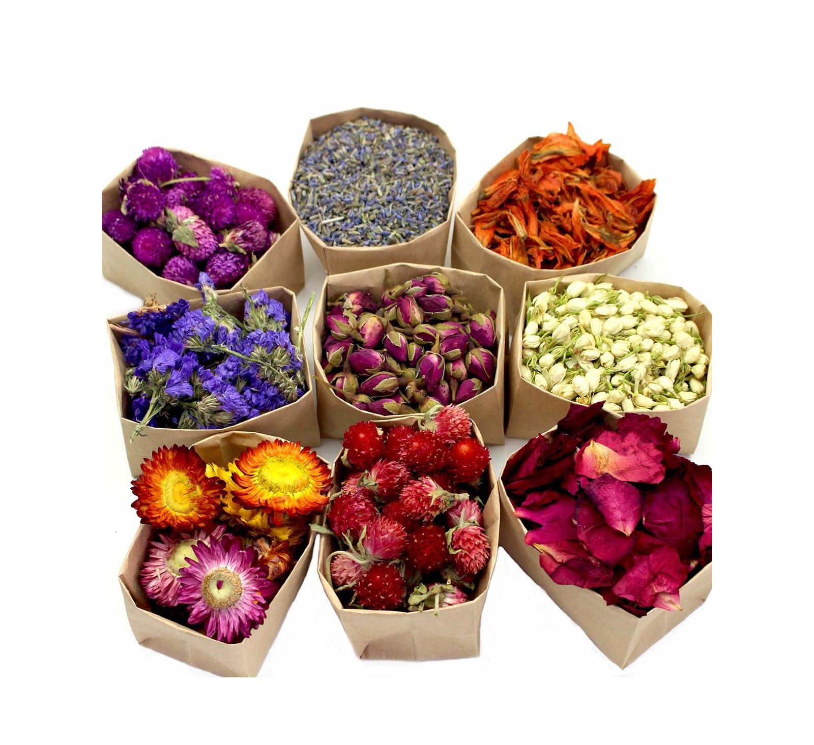 GNUADZ 9 bags Dried Flowers Set for Candle Making Soap DIY