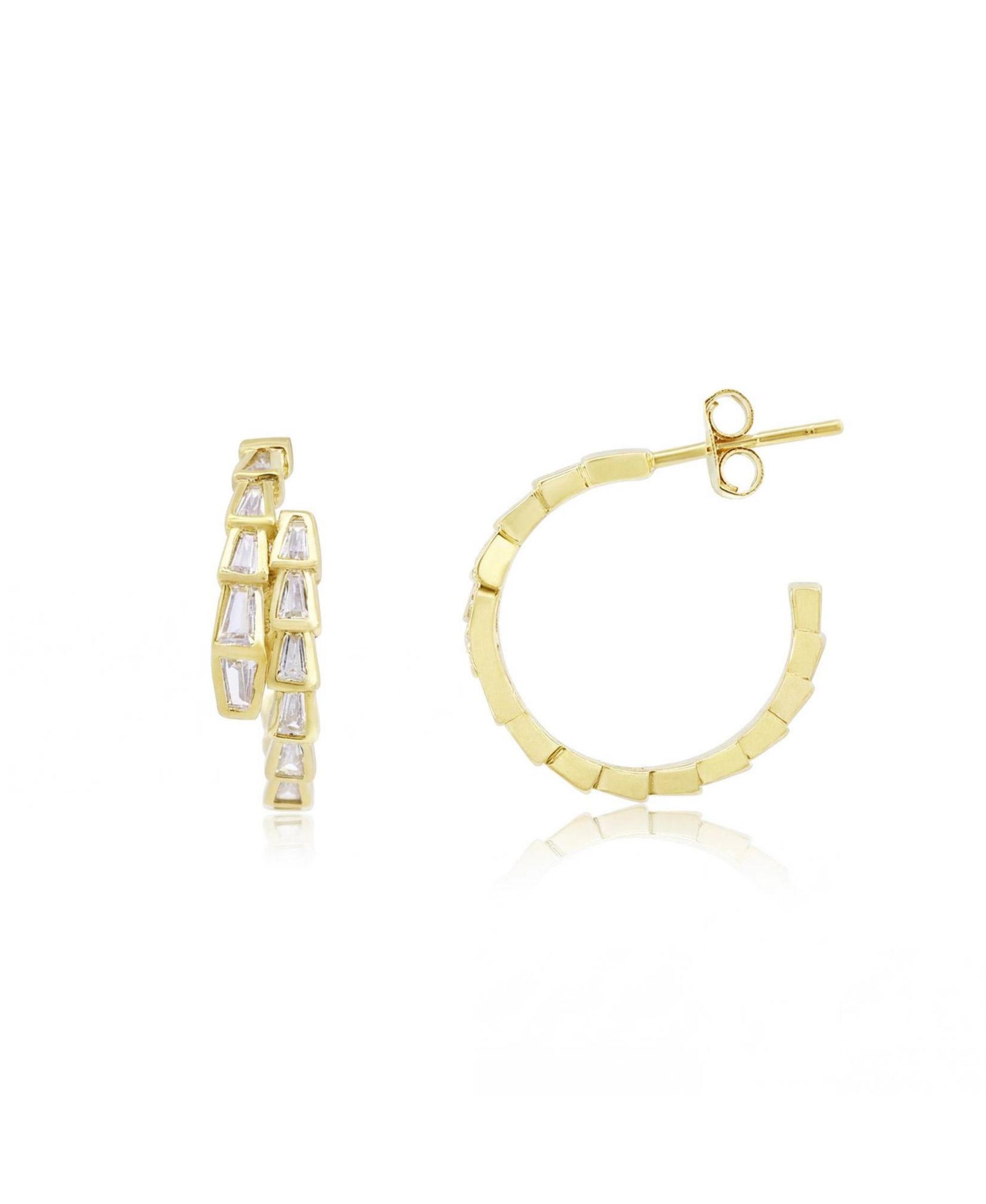 Серьги-кольца The Lovery CZ Snake Hoop 14K Gold-Plated Sterling Silver