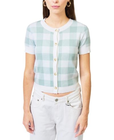 Central Park West Women's Laurel Gingham Jaquard Cardigan