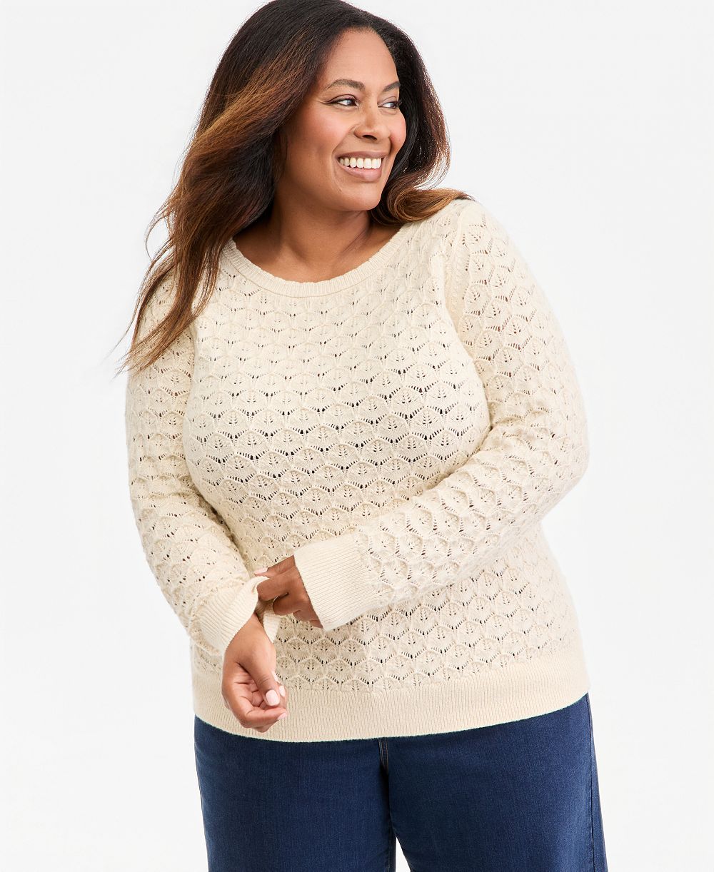 Style & Co Plus Size Lurex Boatneck Pointelle Sweater, Macy's Exclusive