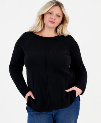 Style & Co Plus Luxsoft Seamfront Boatneck Tunic Sweater, Macy's Exclusive