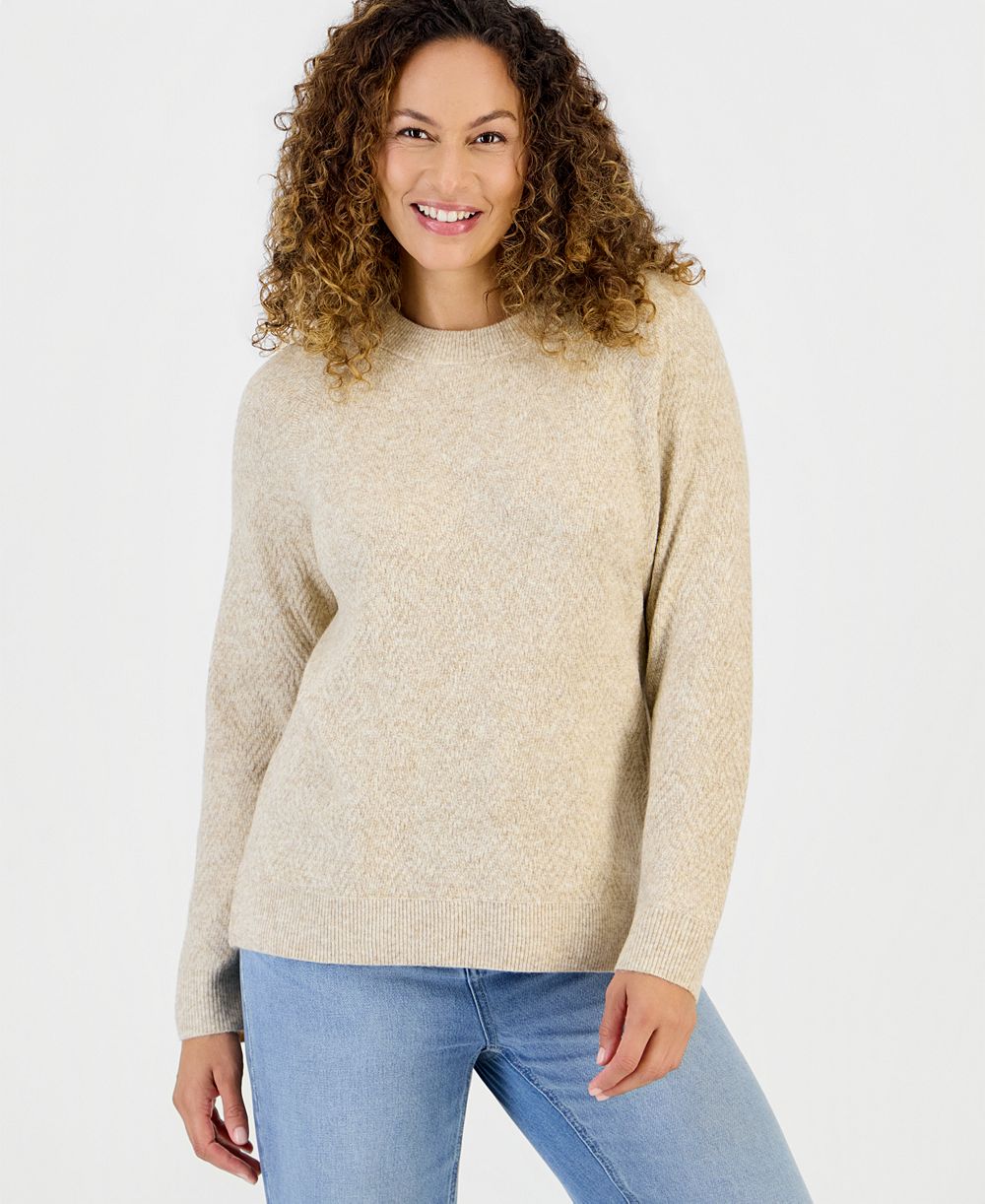Style & Co свитер с круглым вырезом и необычной строчкой LuxSoft, petite, эксклюзив Macy's